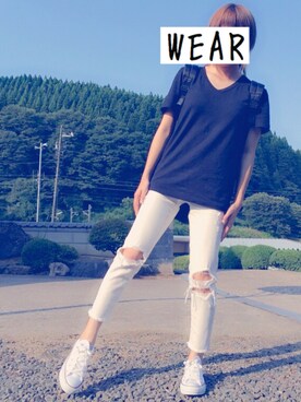 「CONVERSE（コンバース）のconverse（コンバース） ALL STAR OX（オールスターOX）（スニーカー）」を使った、eriさん（レディース・149cm）の夏コーディネート