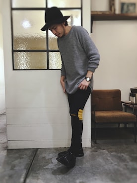 「SHAREEF（シャリーフ）のアイテム」を使った、タカヨシさん（メンズ・172cm）の冬コーディネート