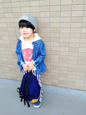 「ニコちゃん」｜「アイテム（ニットキャップ/ビーニー）」を使った、haru＊yuさん（キッズ・100cm）の春コーディネート