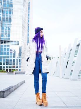 「MONKI（モンキ）のアイテム（ピーコート）」を使った、No7さん（レディース・165cm）の秋コーディネート
