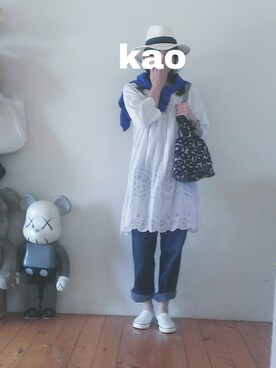「ジャパンブルー」｜「アイテム（アナログ腕時計）」を使った、kaoさん（レディース・162cm）の夏コーディネート