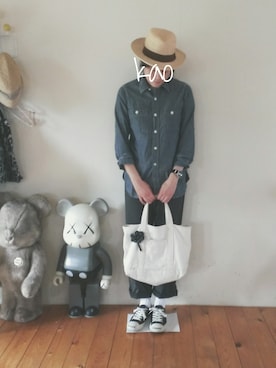 「FWK by engineered garments（エフダブリューケイバイエンジニアドガーメンツ）のアイテム（パンツ）」を使った、kaoさん（レディース・162cm）の夏コーディネート