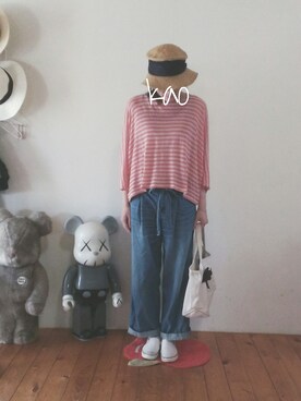 「Engineered Garments（エンジニアードガーメンツ）のアイテム（アクセサリー）」を使った、kaoさん（レディース・162cm）の夏コーディネート
