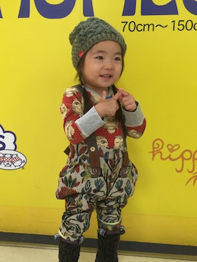 「One deux boo（ワンドゥーブー）のアイテム（ニットキャップ/ビーニー）」を使った、ヒロさん（キッズ・90cm）の冬コーディネート