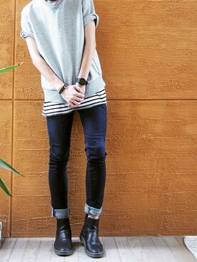 「URBAN RESEARCH（アーバンリサーチ）のアイテム（ブーツ）」を使った、dさん（メンズ・185cm）の夏コーディネート