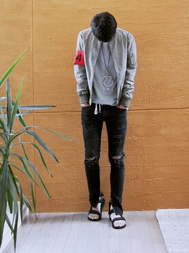 「COMME CA ISM（コムサイズム）のアイテム（サンダル）」を使った、dさん（メンズ・185cm）の秋コーディネート