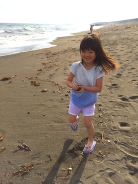 「GAP（ギャップ）のアイテム（Tシャツ/カットソー、ブルー系）」を使った、k♡uuuさん（キッズ・130cm）の春コーディネート