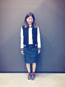 「URBAN RESEARCH（アーバンリサーチ）のアイテム（スタジャン）」を使った、れっちゃんさん（レディース・162cm）の秋コーディネート