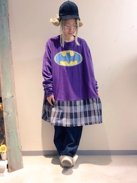 「アイテム（スウェット）」を使った、HANAさん（レディース・155cm）の冬コーディネート