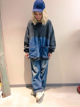 「BIG SMITH（ビッグスミス）のアイテム」を使った、HANAさん（レディース・155cm）の冬コーディネート