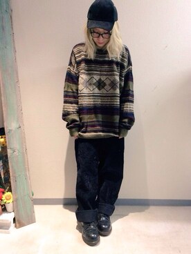 「アイテム（ニット/セーター）」を使った、HANAさん（レディース・155cm）の冬コーディネート
