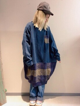 「BIG SMITH（ビッグスミス）のアイテム」を使った、HANAさん（レディース・155cm）の冬コーディネート