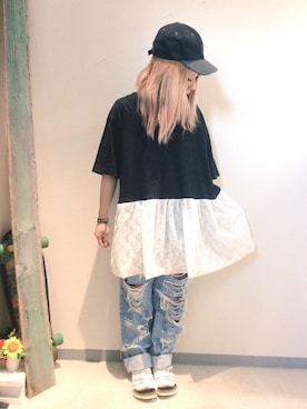 「アイテム（キャップ）」を使った、HANAさん（レディース・155cm）の春コーディネート