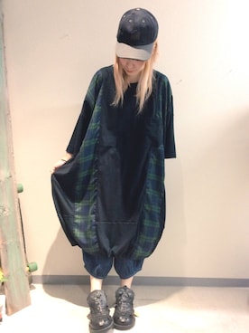 「アイテム（キャップ）」を使った、HANAさん（レディース・155cm）の夏コーディネート