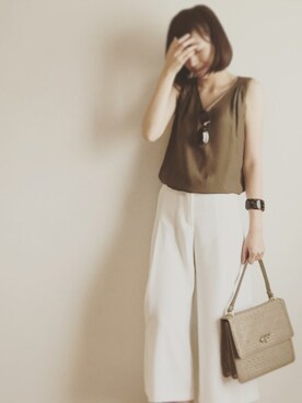 「FRAMeWORK（フレームワーク）のアイテム（バングル/リストバンド）」を使った、minminmaaaさん（レディース・168cm）の夏コーディネート