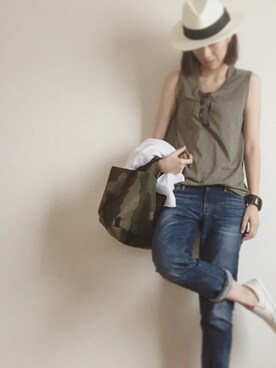 「Herve Chapelier（エルベシャプリエ）のアイテム」を使った、minminmaaaさん（レディース・168cm）の夏コーディネート