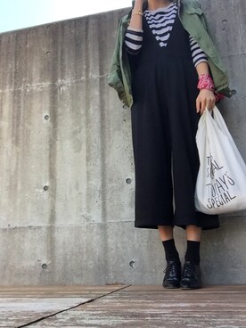 「GU（ジーユー）のアイテム（つなぎ/オールインワン）」を使った、minminmaaaさん（レディース・168cm）の春コーディネート