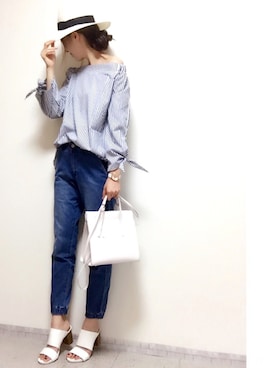 「coca（ANDEX shoes product）（コカ）のアイテム（トップス）」を使った、minminmaaaさん（レディース・168cm）の夏コーディネート