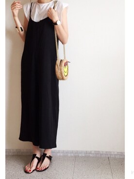 「MERLOT（メルロー）のアイテム（つなぎ/オールインワン）」を使った、minminmaaaさん（レディース・168cm）の夏コーディネート