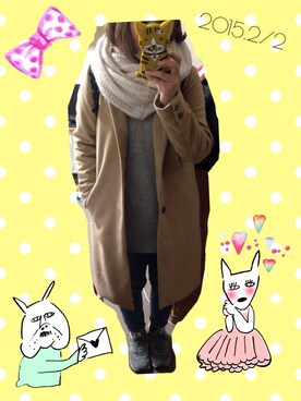「w closet」｜「アイテム（チェスターコート）」を使った、toiさん（レディース・160cm）の冬コーディネート