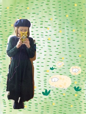 「w closet」｜「アイテム（ハンチング/ベレー帽）」を使った、toiさん（レディース・160cm）の冬コーディネート
