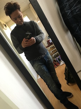 「NANO universe（ナノユニバース）のアイテム（モカシン/デッキシューズ）」を使った、kenkenさん（メンズ・165cm）の冬コーディネート