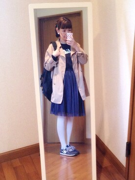 「白タイツ」｜「アイテム（トレンチコート）」を使った、natsumiさん（レディース・166cm）の冬コーディネート