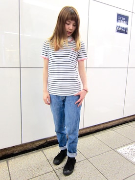 「アイテム（ポロシャツ）」を使った、市毛☆さん（レディース・158cm）の春コーディネート