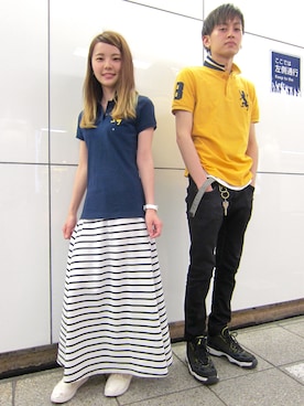 「アイテム（ポロシャツ）」を使った、市毛☆さん（レディース・158cm）の春コーディネート