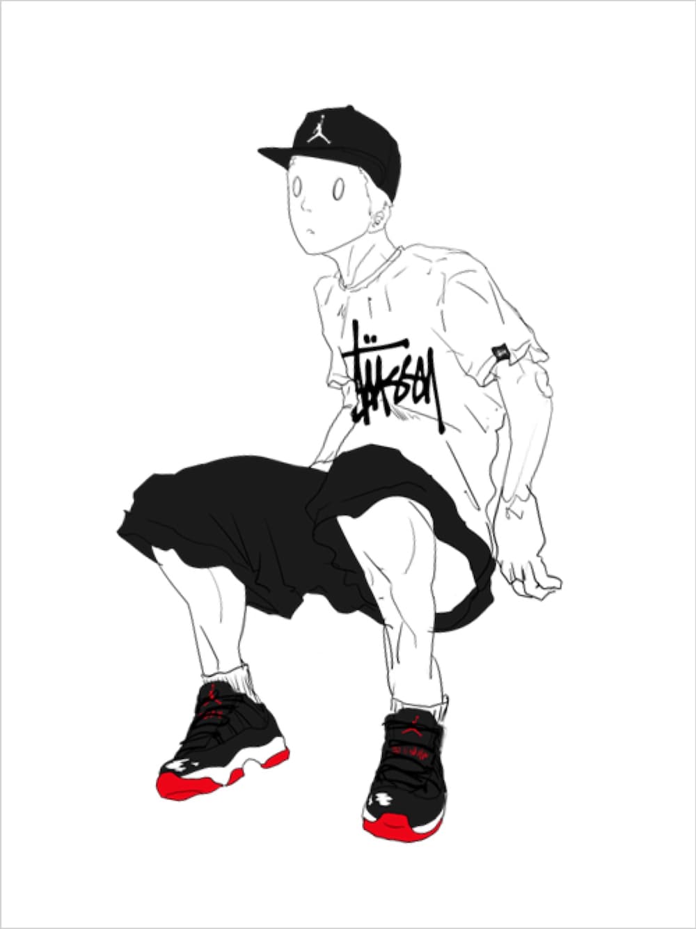 「Jordan、stussy」｜「JORDAN BRANDのアイテム（キャップ、ブラック系）」を使った、gnayprojectさん（メンズ・170cm）の夏コーディネートの1枚目の写真