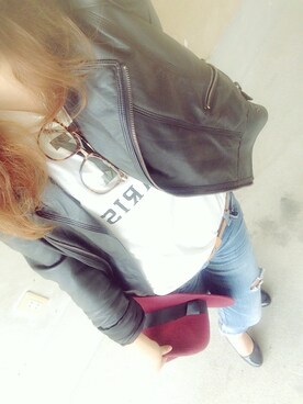 「Ungrid（アングリッド）のフレイドヘムストスリ（デニムパンツ）」を使った、chisatoさん（レディース・159cm）の秋コーディネート