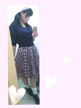 「axes femme（アクシーズファム）のアイテム（ハンチング/ベレー帽）」を使った、ちゅなさん（レディース・155cm）の秋コーディネート