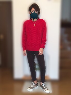 「JUNRED（ジュンレッド）のアイテム（スニーカー）」を使った、アザミさん（メンズ・175cm）の秋コーディネート