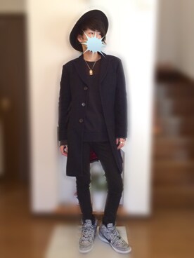 「LEPSIM（レプシィム）のアイテム（帽子）」を使った、アザミさん（メンズ・175cm）の冬コーディネート