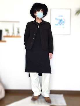 「白黒」｜「アイテム（ブルゾン）」を使った、アザミさん（メンズ・175cm）の春コーディネート