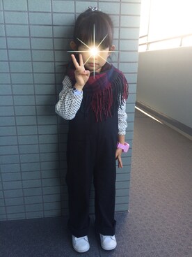 「アイテム（アナログ腕時計、ピンク系）」を使った、まめこんさん（キッズ・110cm）の冬コーディネート