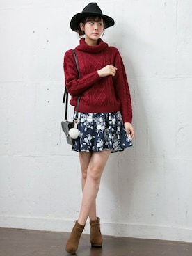 「ボルドーニット」｜INGNI STORE(イングストア）さん（レディース・171cm）の秋コーディネート