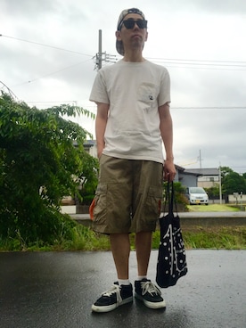 「HECTIC（ヘクティク）のアイテム（帽子）」を使った、Heroさん（メンズ・173cm）の夏コーディネート