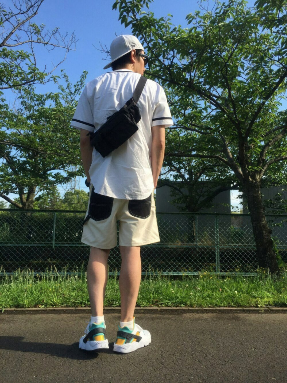 「パパコーデ、公園、サングラス、ベースボールキャップ、ベースボールシャツ、ハラチ、ganryu、ステューシー」｜「HERO君のアイテム（その他、その他）」を使った、Heroさん（メンズ・173cm）の春コーディネートの1枚目の写真