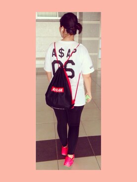 「A$APのアイテム（Tシャツ/カットソー、ホワイト系）」を使った、Leezさん（レディース・169cm）の夏コーディネート