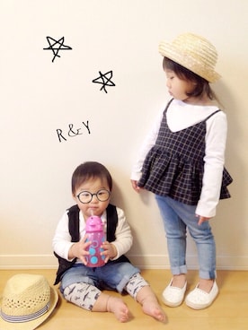 「動物モチーフ」｜「アイテム（キャミソール）」を使った、R&Y_mamaさん（キッズ・90cm）の春コーディネート