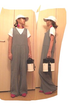 「GLOBAL WORK（グローバルワーク）のアイテム（オールインワン・サロペット）」を使った、star.maammiyさん（レディース・155cm）の夏コーディネート