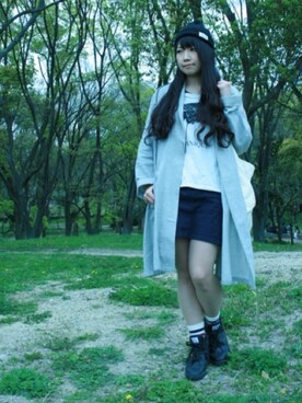 「LEPSIM（レプシィム）のアイテム（ステンカラーコート）」を使った、ハヤカワ リサさん（レディース・163cm）の春コーディネート