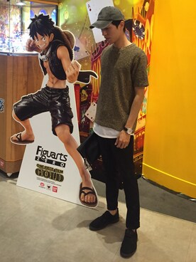 「plain-me（プレインミー）のアイテム（帽子）」を使った、Weiさん（メンズ・172cm）の夏コーディネート