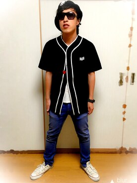 「Moonage Devilment（ムーンエイジデビルメント）のアイテム（アクセサリー）」を使った、Vinnyさん（メンズ・163cm）の夏コーディネート