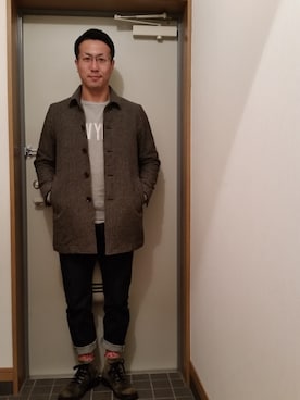 「RINEN（リネン）のアイテム（ジャケット/アウター）」を使った、いたるさん（メンズ・172cm）の冬コーディネート
