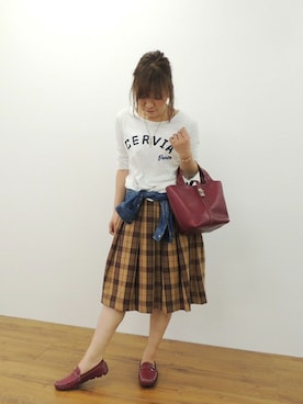 「アイテム（モカシン/デッキシューズ）」を使った、satoさん（レディース・154cm）の春コーディネート