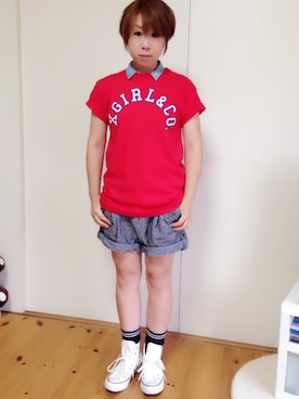 「ヒッコリーデニム」｜k’miさん（レディース・153cm）の夏コーディネート