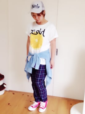 「コンバンース」｜「アイテム（帽子）」を使った、k’miさん（レディース・153cm）の秋コーディネート