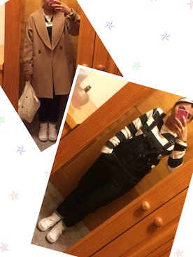 「ルーズソックス」｜「アイテム（サロペット/オーバーオール）」を使った、yukacocoさん（レディース・160cm）の冬コーディネート